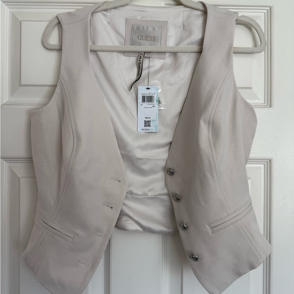 Guess Women's Beige Buttoned Vest